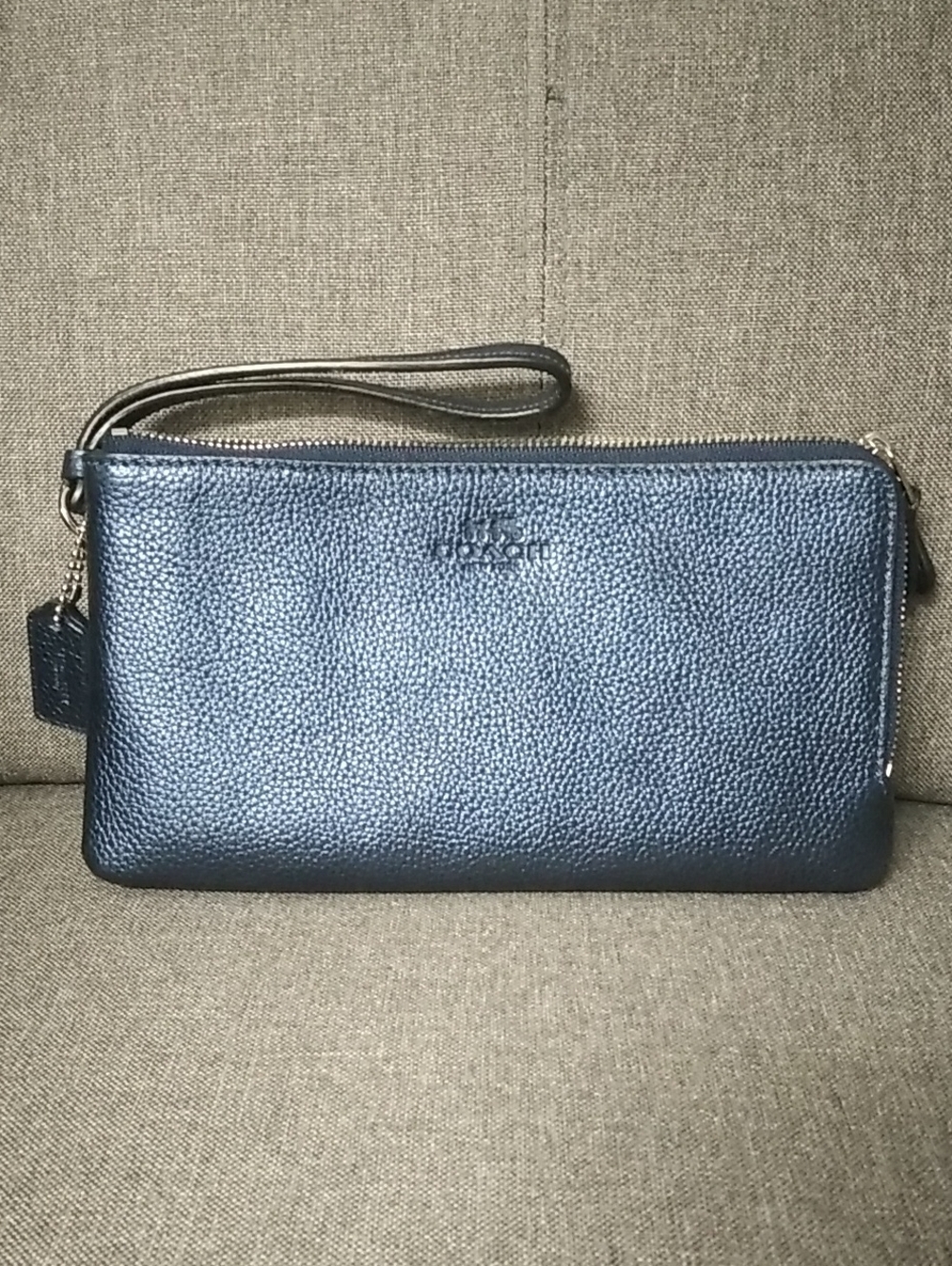 Coach Metallic Pebbled Leather Wristlet
